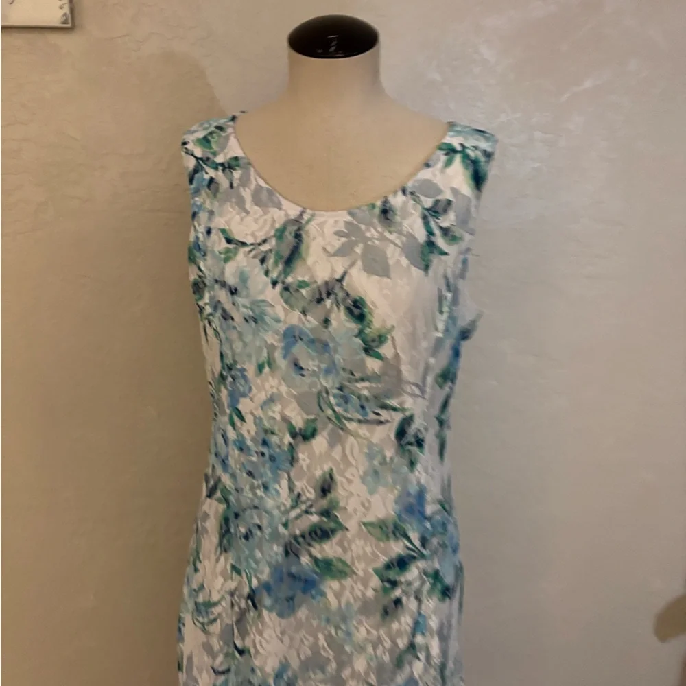 Perceptions Aqua Floral A-Line Dress & Jacket set Sz XL NWT